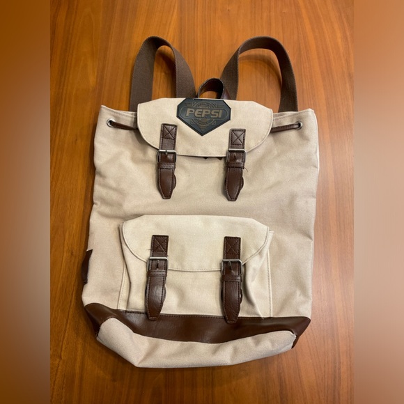 Pepsi vintage beige canvas backpack - Picture 2 of 6